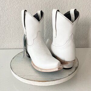 Lane EMMA JANE Womens Cowboy Bootie 7.5 White Western Cowgirl Short Ankle Boots